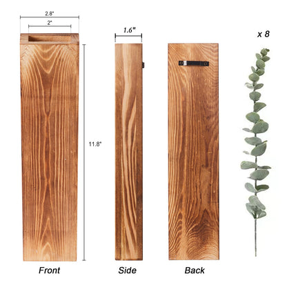 Mokof Wood Wall Planters with Artificial Eucalyptus, Modern Farmhouse Wall Decor for Living Room, Bedroom, Bathroom, Wooden Pocket Hanging Wall Vase with Faux Plant Decor (4 Pack) - WoodArtSupply