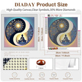 DIADAY Yin Yang Diamond Art Kits for Adults, Buddha & Mandala Diamond Painting Kits for Adults, 5D Full Drill Round Diamond Art, DIY Gem Craft Home Wall Decor Gift 12 x 12 Inches DIADAY