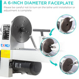 CXRCY Wood Lathe, 8" x 12" Mini Benchtop Wood Lathe Machine 1/3 HP Infinitely Variable Speed 750-3200 RPM with 2 Tool Rests, Lathe Chisel, Goggle for Woodworking, Woodturning CXRCY