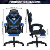 HOFFREE Massage Gaming Chair for Kids Computer Gamer Chair with Footrest and Lumbar Support Reclining PC Game Chair with Headrest for Gaming Room Blue and Black HOFFREE