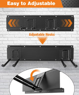 Garage Tool Organizer Wall Mount, 49.5 Inch Garage Organization and Storage Heavy Duty with 3 Packs Rails and 6 Adjustable Hooks, Garden Yard Tool Hanger Rack for Shovel, Max Load 600lbs Solid As Mountain