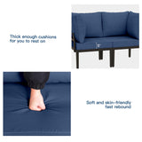 RTDTD 15 Piece Patio Furniture Set with 45" Propane Gas Fire Pit Table Metal Outdoor Patio Conversation Sectional Sofa Set with Coffee Table for Patio, Backyard, Deck(Navy) RTDTD