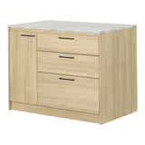 South Shore Myro Kitchen Island Faux White Marble and Blonde Oak, Contemporary South Shore
