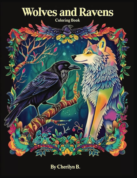 Wolves and Ravens Coloring Book: A fun and relaxing coloring adventure featuring wolves and ravens for adults and teens Majosta