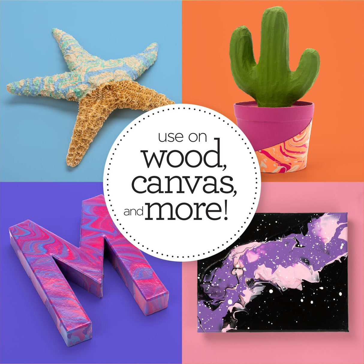 Apple Barrel Ocean Vibe Pre-Mixed Set, Set of 4 Fluid Ready Pour Paints Perfect for DIY Arts and Crafts Projects, 13479E Apple Barrel