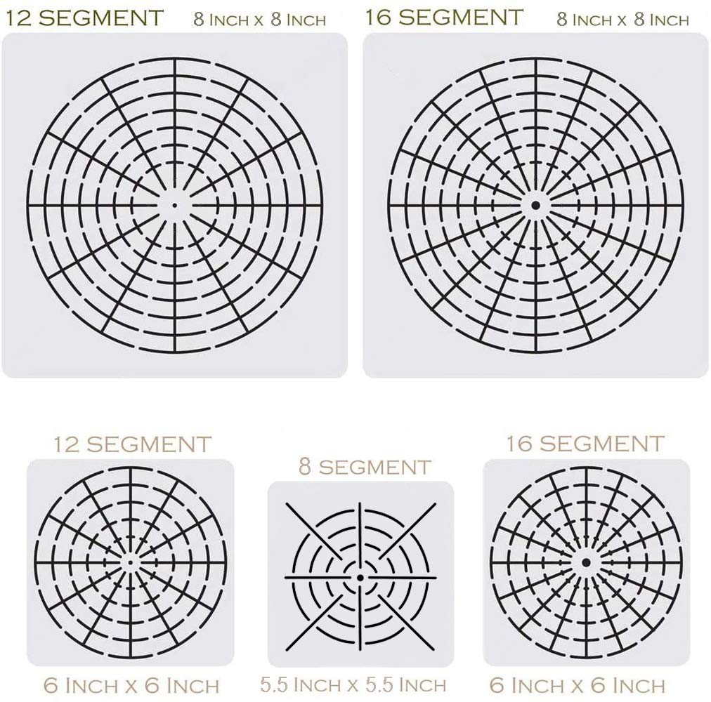 5 Pieces Mandala Dot Painting Tool Stencils Template Set, 8/12/16 Segment Creative Mandala Stencils Reusable Painting Stencils for DIY Painting Art Projects On-Airstore