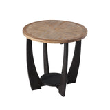 COZAYH Rustic Farmhouse End Table with Storage Shelf, French Country Accent Side Table for Family, Dinning or Living Room, Small Spaces, Modern, Round COZAYH