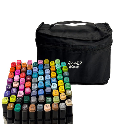 GLUKLITCH Alcohol Markers Set of 80, Dual Tip Alcohol Based Markers, Brush Tip Permanent Markers Sketch Pens for Artist Illustration, Art supplies, Giftable Pen Set