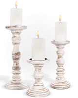 Large Candle Holders for Pillar Candles - Rustic Farmhouse Style Home Decor - Perfect for Table Centerpieces, Coffee Table or Fireplace Mantel - 3 Piece Set - White Luxe Designs