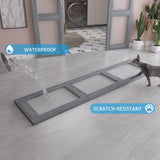 BARNSMITH 18in x 84in Double Glass Barn Door with 6.6FT Sliding Door Hardware Kit Included & Handle,3-Panel Frosted Glass Solid Wood Slab with Water-Proof PVC Surface,Pre-Drilled Easy Assembly,Grey BARNSMITH