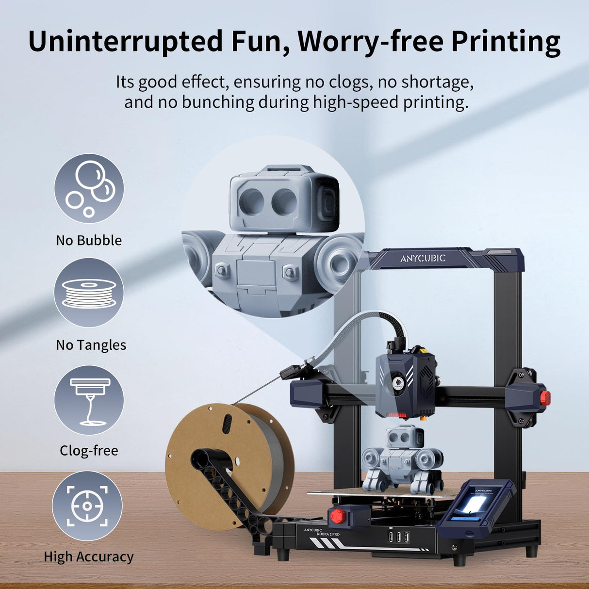 ANYCUBIC High Speed 3D Printer Filament 1.75mm, Print Up to 10X Faster, Rapid PLA Filament with High Prints Quality, Dimensional Accuracy +/- 0.02mm, Print with Most FDM 3D Printers, 1KG Spool, Black ANYCUBIC