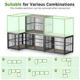 Lyromix 43'' L-Shaped Corner Dog Crate Furniture Large Breed for 2 Dogs with Double Rooms,Wooden Dog Crate End Table Indoor with Removable Divider for Small to Medium Dogs, Can Use Separately Lyromix