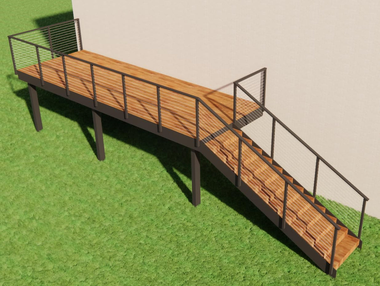 Senmit Cable Railing Post Fascia Mount-Stainless Steel Square Weldless 42"x2"x2" Pre-drilled Side Mount Metal Post for Wood Deck, Black 4 Pack Senmit