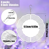 WindMage 8 Pack 8inch Sublimation Wind Spinner Blanks 3D Aluminum Metal Wind Sculpture Kinetic Spinners for Yard and Garden Indoor Art Ornaments Hanging Decoration (Classics) WindMage