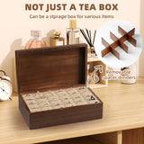 Acacia Wood Tea Bag Organizer, 8 Compartments Tea Box Organizer Storage Box, Tea Box for Tea Bags Chest, Tea Bag Holder with Magnetic Lid for Beverage Supplies, Sugar, Sweeteners, Individual Packets VOSEPO
