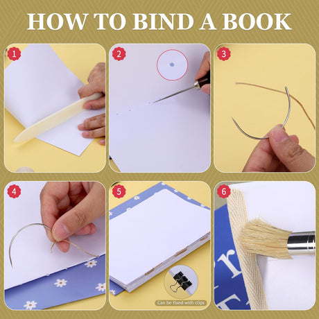 Jupean Bookbinding Kit - Beginner's Book Binding Materials & Tools with Bone Folder, Book Binding Awl, Webbing Strap, Storage Box JUPEAN