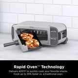 Ninja ST101 Foodi 2-in-1 Flip Toaster, 2-Slice Capacity, Compact Toaster Oven, Snack Maker, Reheat, Defrost, 1500 Watts, Stainless Steel, 6 Functions Ninja