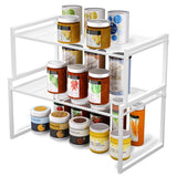 BlisXybion Set of 2 Kitchen Cabinet Organizer Shelf Stackable Sturdy Metal Counter Countertop Pantry Storage Rack BlisXybion