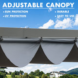 BPS 12' x 14' Outdoor Pergola with Retractable Shade Canopy, Dark Gray Matte Aluminum Frame, 2 Pieces Roller Shade Curtain, Grape Trellis Pergola for Patio Backyard and Deck - Gray BPS