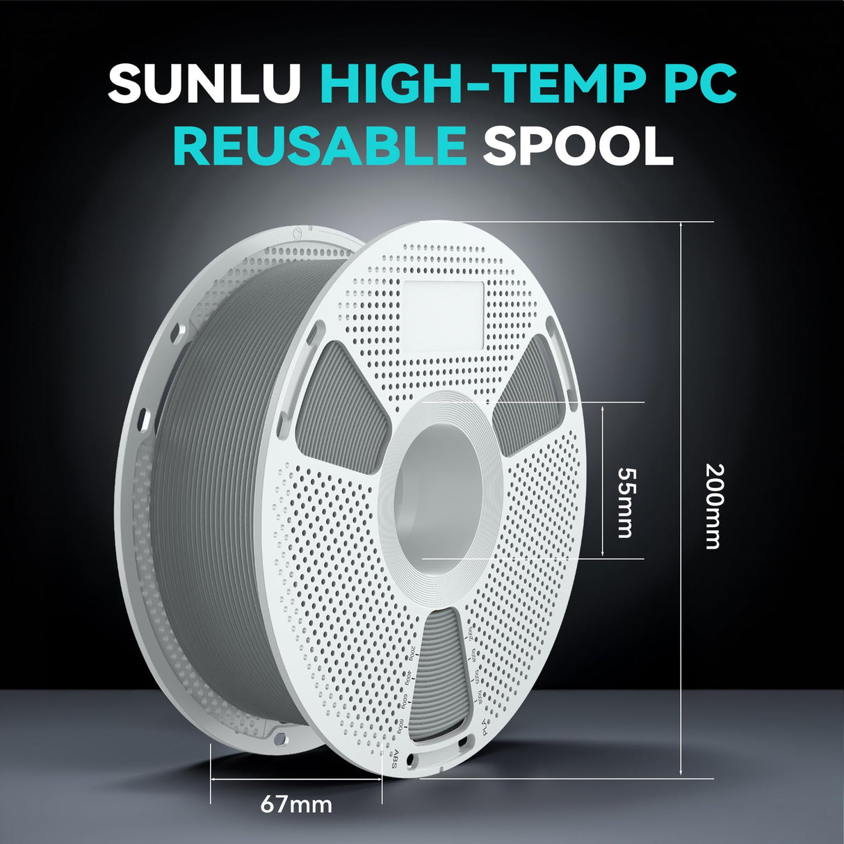 SUNLU PA6-GF 3D Filament 1.75mm 1KG, 25% Glass Fiber Nylon Filament, High Temp Resistance 417°F (214°C), Corrosion Resistance, Engineering filament, Dimensional Accuracy±0.02mm, 1KG Spool(2.2lbs),Gray SUNLU