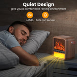 Riseon Small Portable Space Heater for Indoor use with Realistic 3D Flame, Mini Electric Fireplace Heater with Thermostat, 1500W/750W PTC Ceramic Heating, Tip-Over Safety Switch, Walnut Riseon