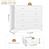 HITHOS White 8 Drawer Dresser for Bedroom, 47" Wood Dresser & Chest of Drawers, Modern Double Storage Cabinet with Deep Drawers | Metal Handles for Living Room, Hallway, Entryway HITHOS
