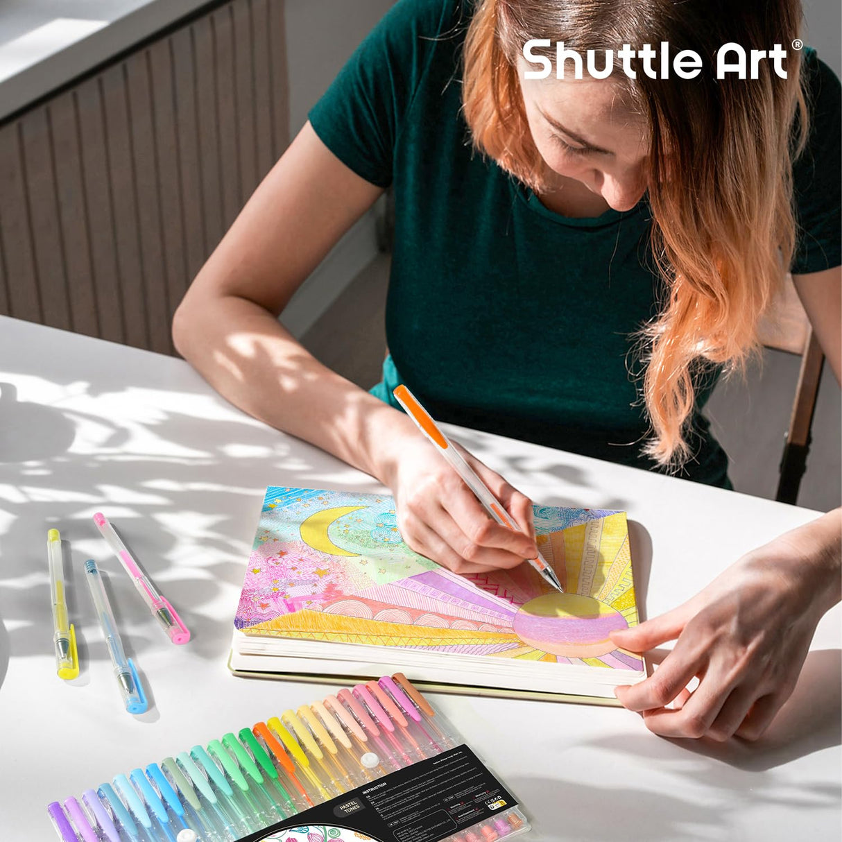 Shuttle Art Pastel Gel Pens, 24 Pastel Milky Colors Gel Pen for Black Paper, Adults Coloring Books Drawing Doodling Crafts Scrapbooking Journaling Shuttle Art