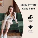 Karl home U-Shape Sectional Sofa Couch 111" Modern 4-Seat Sofa with Chaises Chenille Fabric Upholstered Covertible Couch with Wood Grain Legs for Living Room, Reception Room, Apartment, Green Karl home