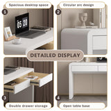 Dongge White Computer and Gaming Desk with Drawers.Home Office desks for Bedroom.Wooden Kids' Writing Table.Three-Layer Lacquered Thick Wooden Board Work Desk That can be Used as a Vanity(Z-101) Dongge