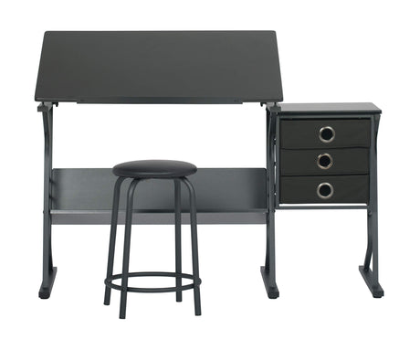 SD Studio Designs 2 Piece Eclipse Ultra Center/Drawing Table with Stool, Angle Adjustable Top, Storage Shelves, and Drawers SD STUDIO DESIGNS