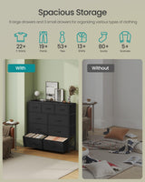 SONGMICS Dresser for Bedroom, Chest of Drawers, Steel, MDF, 9 Non-Woven Fabric Drawers, Storage Organizer Unit, Closet, Entryway, Ink Black and Ebony Black LGS324B01S SONGMICS