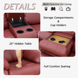 Caberryne 2 Pieces Leather Recliner Sofa Set，Recliner Sofa and Loveseat Sets for Living Room Furniture，Red Reclining Couch with 4 Recliners for Living Room/Office/Theater Seating(Sofa Set 2 Pieces) Caberryne