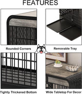 Snimoy Heavy Duty Dog Crate 42'', Furniture Style Large Dog Kennel, Wooden Dog Crate Table, Indoor Dog House Rustic Brown Snimoy