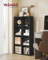 VASAGLE Custos Collection - Bookshelf, Bookcase, Cube Shelf with 8 Compartments, 9.4 x 25.8 x 51 Inches, Storage Shelf, for Living Room, Home Office, Dining Room, Ebony Black ULBC424B01 VASAGLE