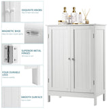 Tangkula Bathroom Floor Cabinet, Freestanding Storage Cabinet with Double Doors and Shelf, Modern Home Furniture, Wooden Home Organizer for Living Room, Bathroom Cabinet, White Tangkula