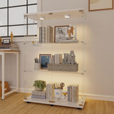 TRJQBCC 49" H 2 Doors Tempered Glass Display Cabinet with LED Light, 3-Shelf Wooden Curio Storage Cabinet with Adujust Floor Feet, Freestanding Lockable Display Storage Case Bookshelf for Home(White) TRJQBCC