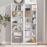 Thacuok 75" Tall Bookshelf & Bookcase, 6-Tier Adjustable Storage Shelves, Book Shelf with Anti-Tipping Device, Floor Standing Modern Display Rack for Living Room, Bedroom, Office, White Thacuok