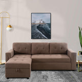 Naomi Home Jenny Sectional Sofa Sleeper with Storage Chaise, Tufted Pull Out Couch with Storage, Sectional Sofa Bed, L-Shaped Reversible Sleeper Sofa with Storage, Mocha,Velvet Naomi Home