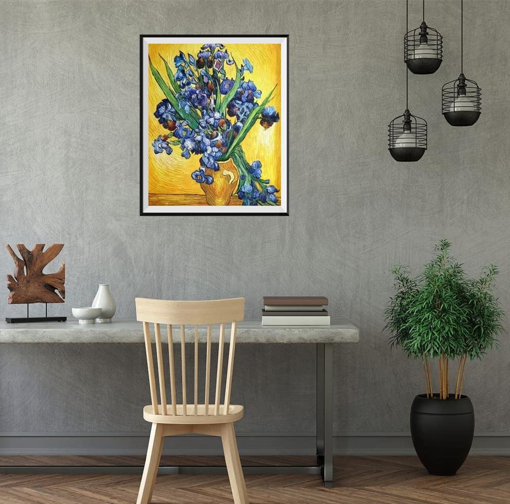 NIHO-JIUMA Diamond Painting Kits Van Gogh Irises, DIY 5D Full Drill Diamond Art Gift for Adult/Teen, Home Decoration (30x40cm/12x16inches) NIHO-JIUMA