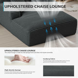 50 Inch Chaise Lounge Chair Indoor, Oversized Corduroy Upholstered Boneless Sofa Bed, Deep Seat Sleeper Couch Reading Chairs, Cloud Sofas Couches for Living Room, No Assembly Required (Dark Grey) ivoros