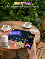 Smart RGB+IC Permanent String Lights Indoor and outdoor 76ft 200 LEDs Music Sync 110+ Scene Modes IP65 Waterproof With Alexa & Google Compatibility For Parties Holidays Everyday Ambiance Christmas PAIFAM