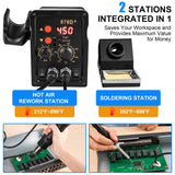 Beaiguna 2 in 1 Hot Air Rework Soldering Iron Station Kit, Precision Circuit Board Soldering Gun Kit, Rapid Heat up Solder Station, Upgrade Dual System Independent Control, Auto Sleep & Calibration Beaiguna