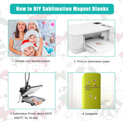 Sublimation Magnet Blanks, 30PCS Sublimation Blank Refrigerator Magnets - Personalized Fridge Magnet Sublimation Blanks Products for Kitchen Office Decorative, 5.5x5.5 cm (Round)