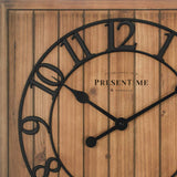 Presentime & Co 21" Farmhouse Square Shiplap Barn Door Wood Clock - Fir, Arabic Numeral. Home Decoration/Wall Decoration/Farmhouse Décor for Living Room, Dining Room, and Entryway. Presentime