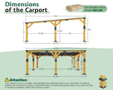 Jocisland 20x20x9.2 FT Cedar Wood Carport with Sloped Galvanized Steel Roof, Heavy Duty Outdoor Shelter for 2 Cars, Trucks, Boats & Tractors, Wind & Snow Resistant Pitch Roof Design Jocisland