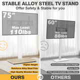TV Floor Stand for 32-75 Inch Plasma LCD LED OLED Flat Panel or Curved Screen TVs, Swivel TV Stand Mount with Height Adjustment and Sturdy Wood Base, White TAVR Furniture