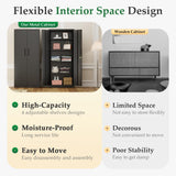 Crownland 63" Metal Storage Cabinet, Lockable Garage Storage Cabinets, High Office Cabinet with Adjustable Shelves for Garage, Home Office, Pantry, File(Black) Crownland