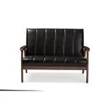 Baxton Studio Nikko 2-Seater Sofa, 29.45LX44.66WX31.59H, Dark Brown Baxton Studio