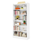 Modern 7-Tier White Bookshelf by Tribesigns - 78-inch Tall Open Library Storage Unit for Home and Office Tribesigns