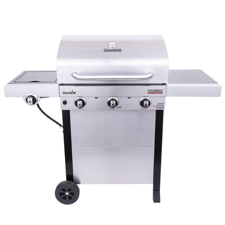 Char-Broil® Performance Series™ TRU-Infrared Cooking Technology 3-Burner with Side Burner Cart Propane Gas Stainless Steel Grill - 463370719 Char-Broil